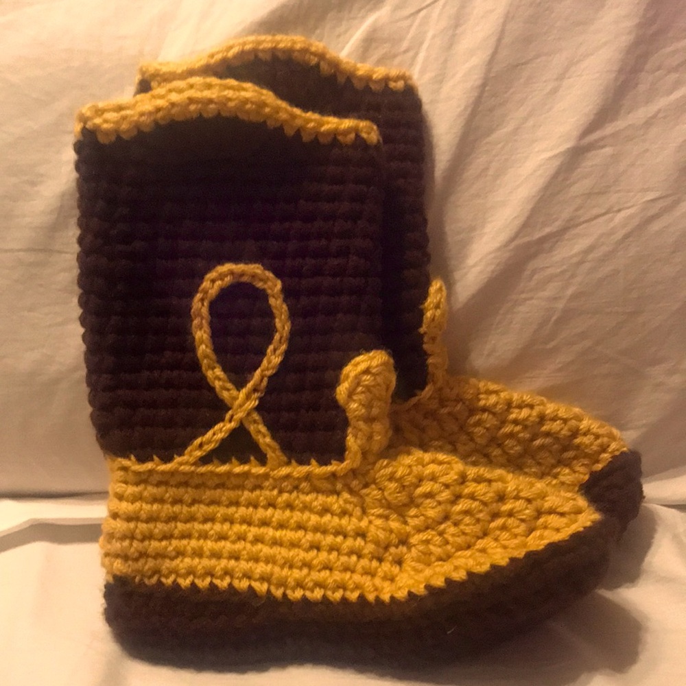 Handmade cowboy boot slippers for kids or adult